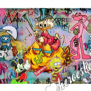 DAGOBERT POP ART | American Express | Bild | Kunst Streetart | Contemporary | Urban Graffiti Modern Wall Art Weihnachten Geschenk