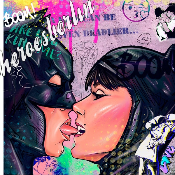 Catwoman&Batmann Kuss | POP ART | Bild | Marvel | Kunst | Contemporary | Modern Art limited Edition | Streetart | Urban