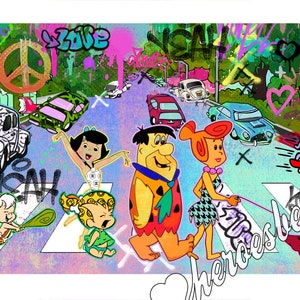 Leinwand POP ART | Flintst0nes Road  | Bild | Kunst Streetart | Contemporary | Modern Art Urban Graffiti