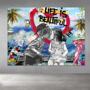 Strand Life is Beautiful | Berliner Pop Art  Panther Snoopy | Bild | Kunst | Urban | Contemporary | Modern Art, Geschenk