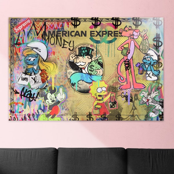 Toile de décoration murale POP ART American Express tableau art street art | Contemporain | Graffitis urbains