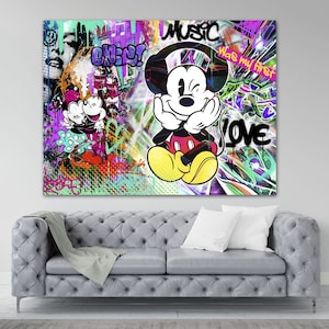 Leinwand Pop Art Micky Musik Kunst Bilder Wandbilder Kunstdruck Modern Art Streetart Urban Graffiti Weihnachten