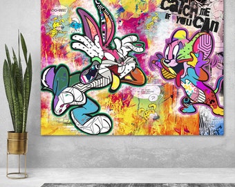 Leinwand POP ART Bugs &Jerry | Bild | Kunst Streetart | Contemporary | Modern Wall Art limited Edition Urban Wandkunst Muttertag