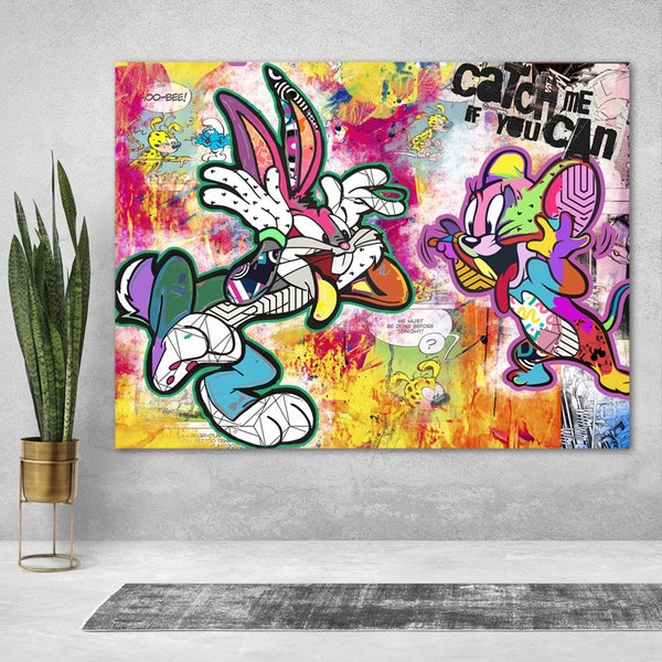 Leinwand POP ART Bugs &Jerry | Bild | Kunst Streetart | Contemporary | Modern Wall Art limited Edition Urban Wandkunst Muttertag