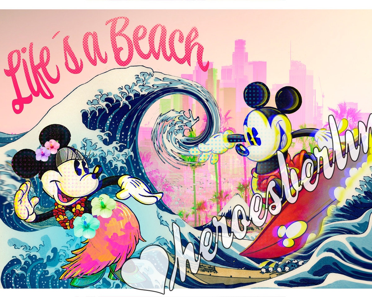 Mickey Surfing | Hokusai | | Pop Art | Canvas | Graffiti | Kunst