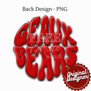 Geaux Bears Retro Design; Bear Mascot Logo Star eyes; Bear PNG Gueydan, Louisiana