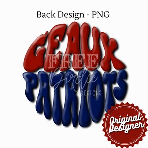 Geaux Patriots Retro Design; Patriots Mascot Logo Star eyes; Patriots PNG North Vermilion, Louisiana