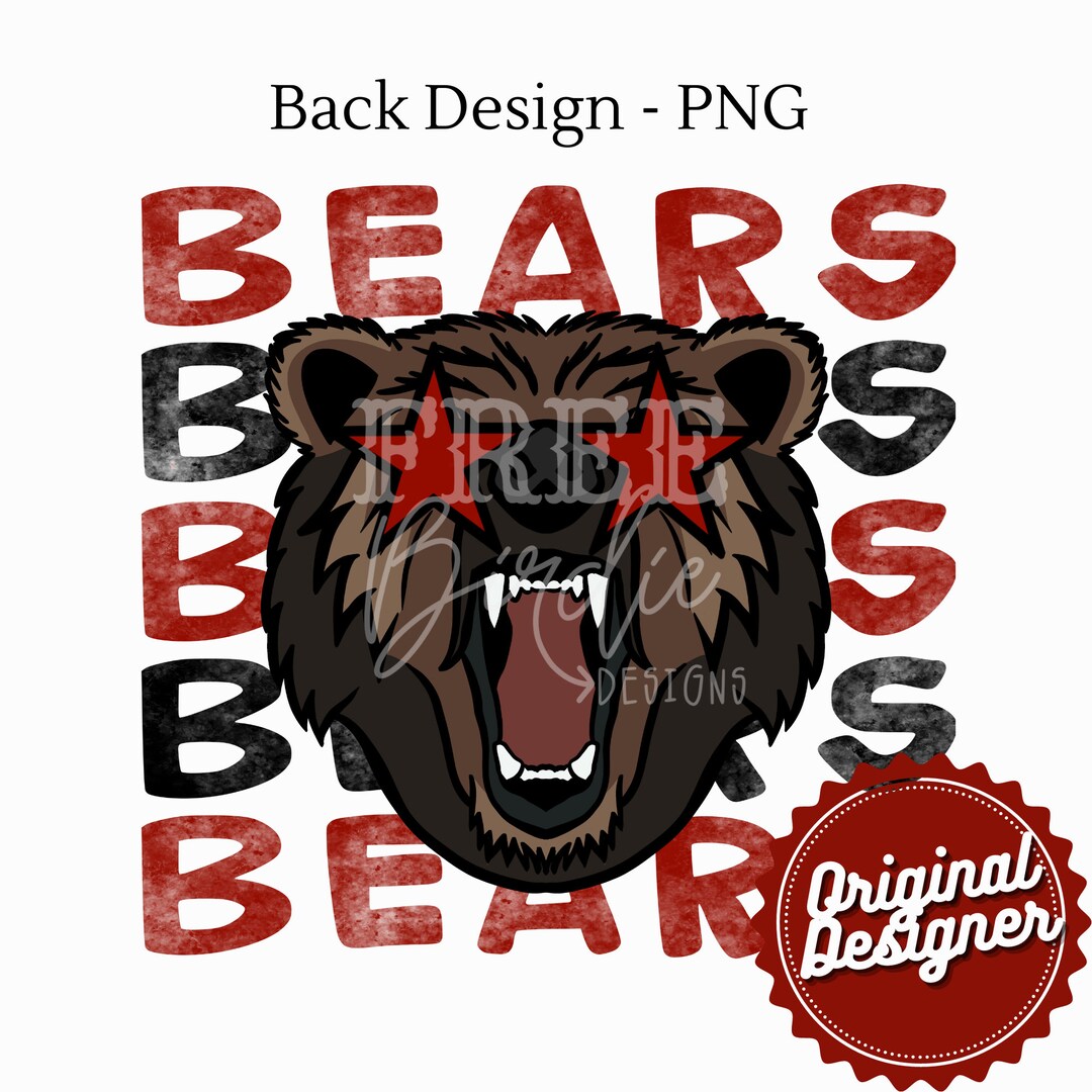 Bears Scool Spirit Design Bear Mascot Logo Star Eyes Bear PNG Gueydan