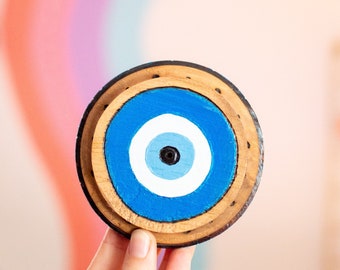 Wooden Hand-Painted Evil Eye Incense Burner/Holder And Home Decor