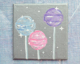 Cute Mini Hand-Painted Square Canvas Magnet Paintings