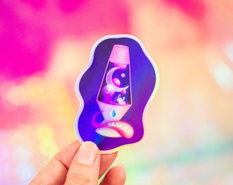 Holographic Rainbow Celestial Cancer Zodiac Sign Lava Lamp Stickers