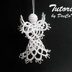 Tatting Pattern Angel Tutorial with Diagram, DIY, Christmas Ornament, 3D Shuttle Tatting Pattern, Christmas Angel, Snow White Angel