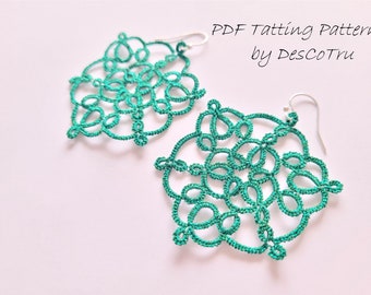 Tutorial na kolczyki z wzorem frywolitkowym – DIY – Kolczyki szmaragdowe – Zrób własne kolczyki