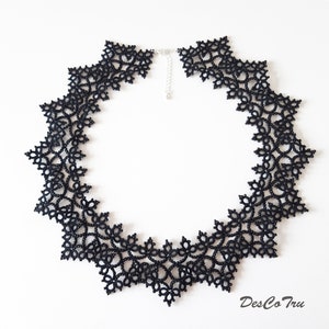 Tatting Pattern Black Collar Necklace – Step by Step - Black Lace Necklace – Handmade Tatted Necklace – Elegant Necklace – Gift for Her