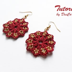 Crochet Earrings Pattern - Flower Beaded Earrings Tutorial – Do It Yourself – Make your own earrings – Step by Step Instruction