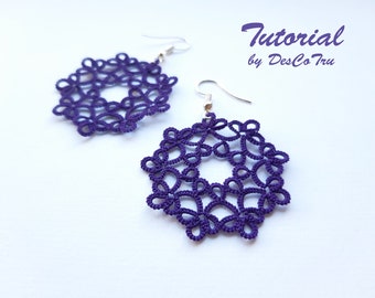 Tutoriel Boucles d'oreilles motif frivolité - DIY - Boucles d'oreilles violettes - Créez vos propres boucles d'oreilles