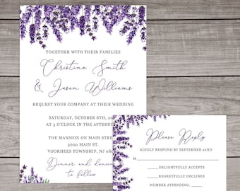 lavender invitations etsy
