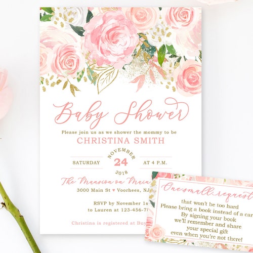 Pink and Gold Baby Shower Invitation Gold and Pink Baby Etsy