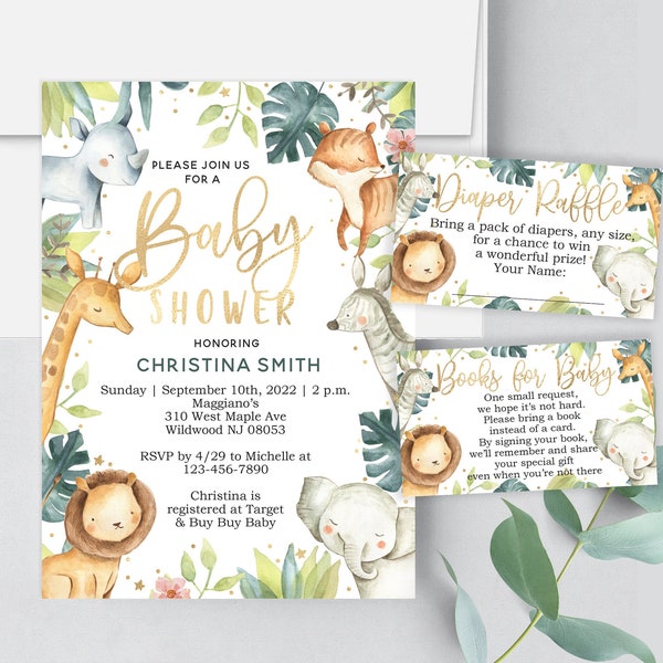 Free Safari Baby Shower Invitation Etsy