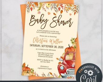 Fall Baby Shower Invitations - Gender Neutral - Edit Yourself & Instant Download with Corjl!