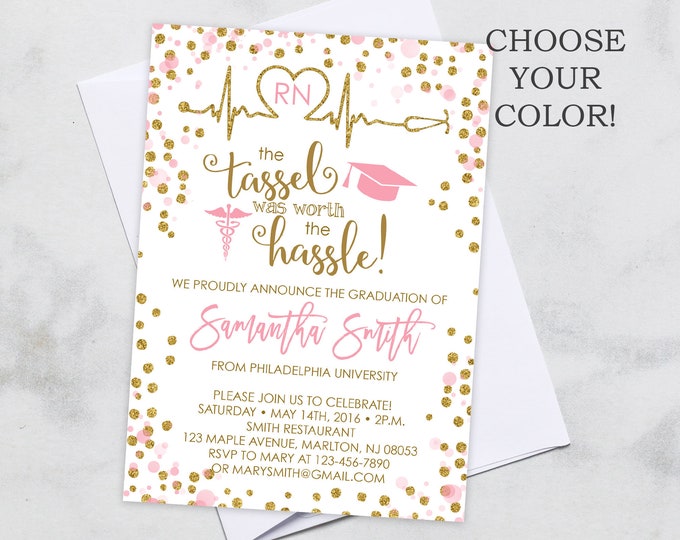 Nursing School Graduation Invitations Nurse Graduation - Etsy