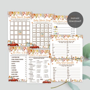 Fall Baby Shower Game Package for a Boy - Instant Download and Print Yourself - Bingo - Emoji Game BABY-161