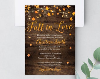 Rustic Fall Bridal Shower Invitations Printed and Shipped to You - Includes Invitation and White Envelopes - Country Bridal-118