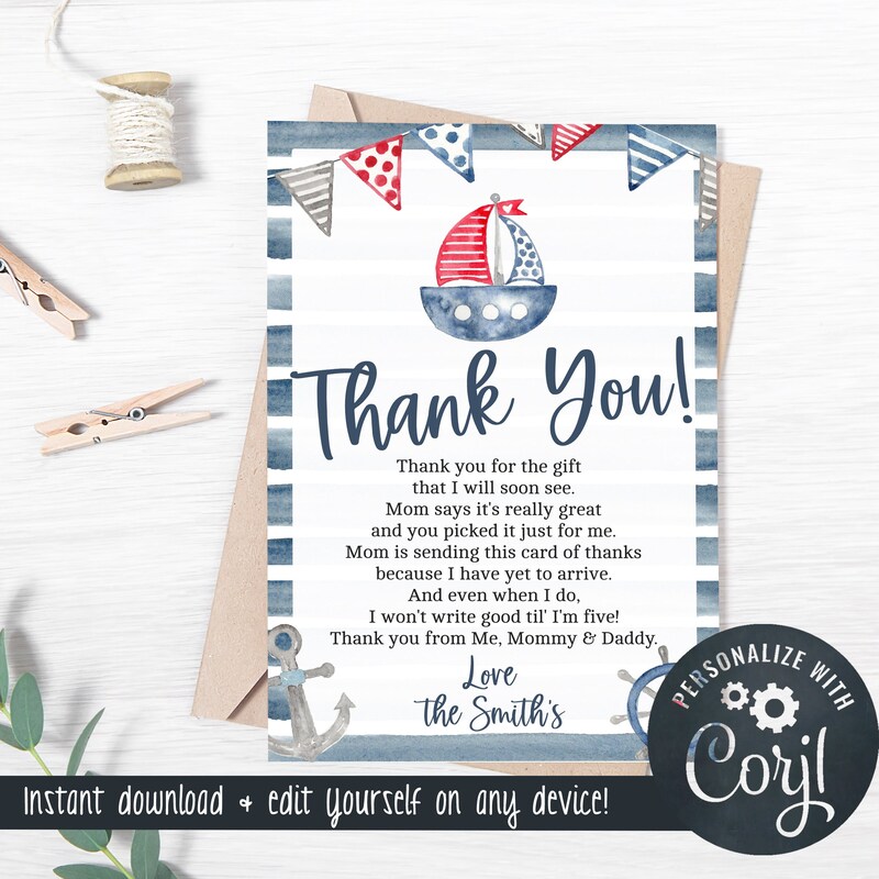 Nautical Thank You Etsy