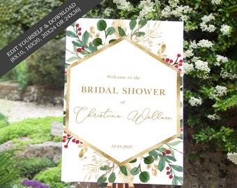 Winter Bridal Shower Welcome Sign - Multiple Size Options - Edit Yourself & Instant Download with Corjl! Bridal-167