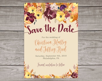 autumn save the date etsy