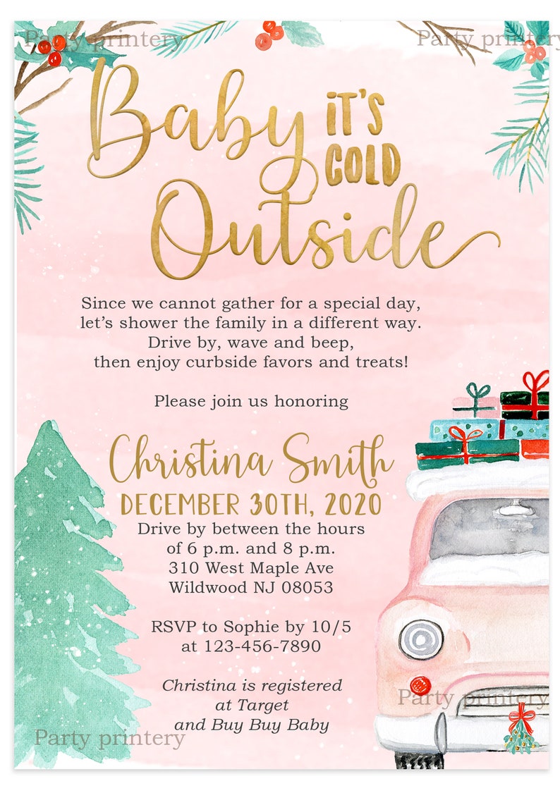 Winter Drive by Baby Shower Invitations for Girls Baby Its Etsy