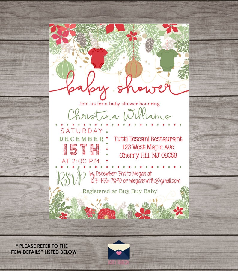 christmas baby shower invitations