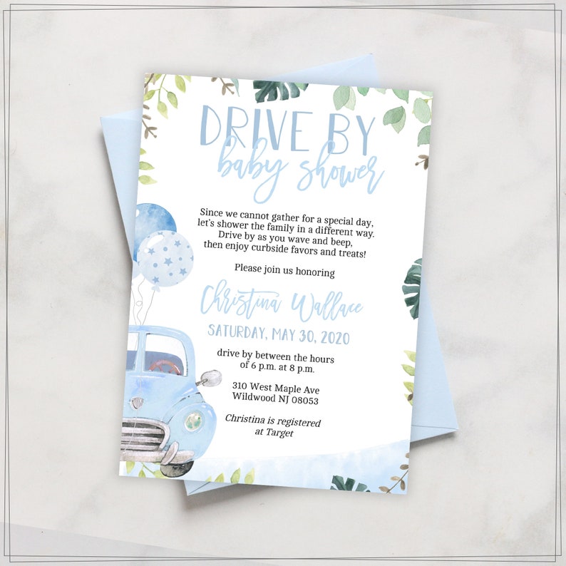 Drive by Baby Shower Invitations for Boys Edit Yourself & Etsy