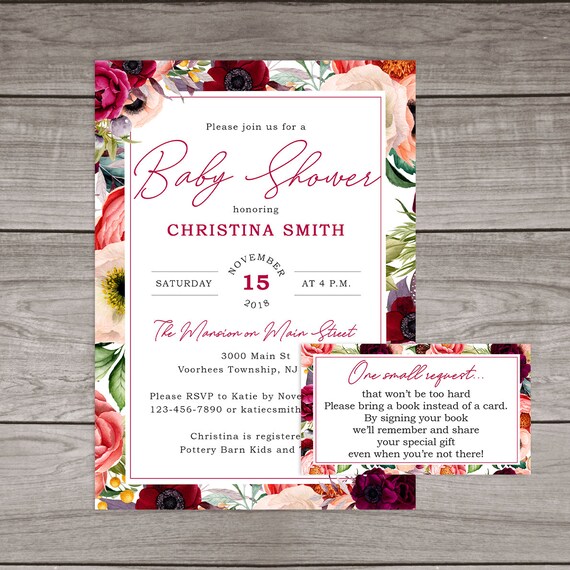 Boho Baby Shower Invitation Printed Invitations Floral Etsy