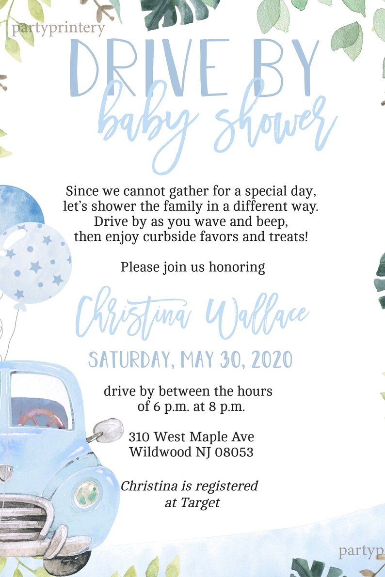 Drive by Baby Shower Invitations for Boys Edit Yourself & Etsy