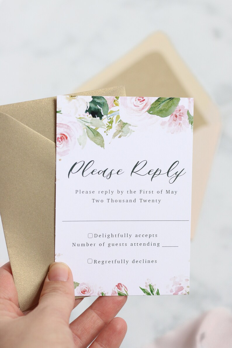 Blush Floral Vellum Wedding Invitations Includes Invitation Etsy