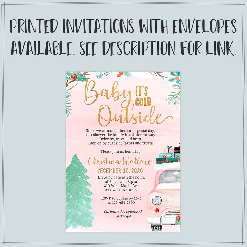 Winter Drive by Baby Shower Invitations for Girls Baby Its Etsy