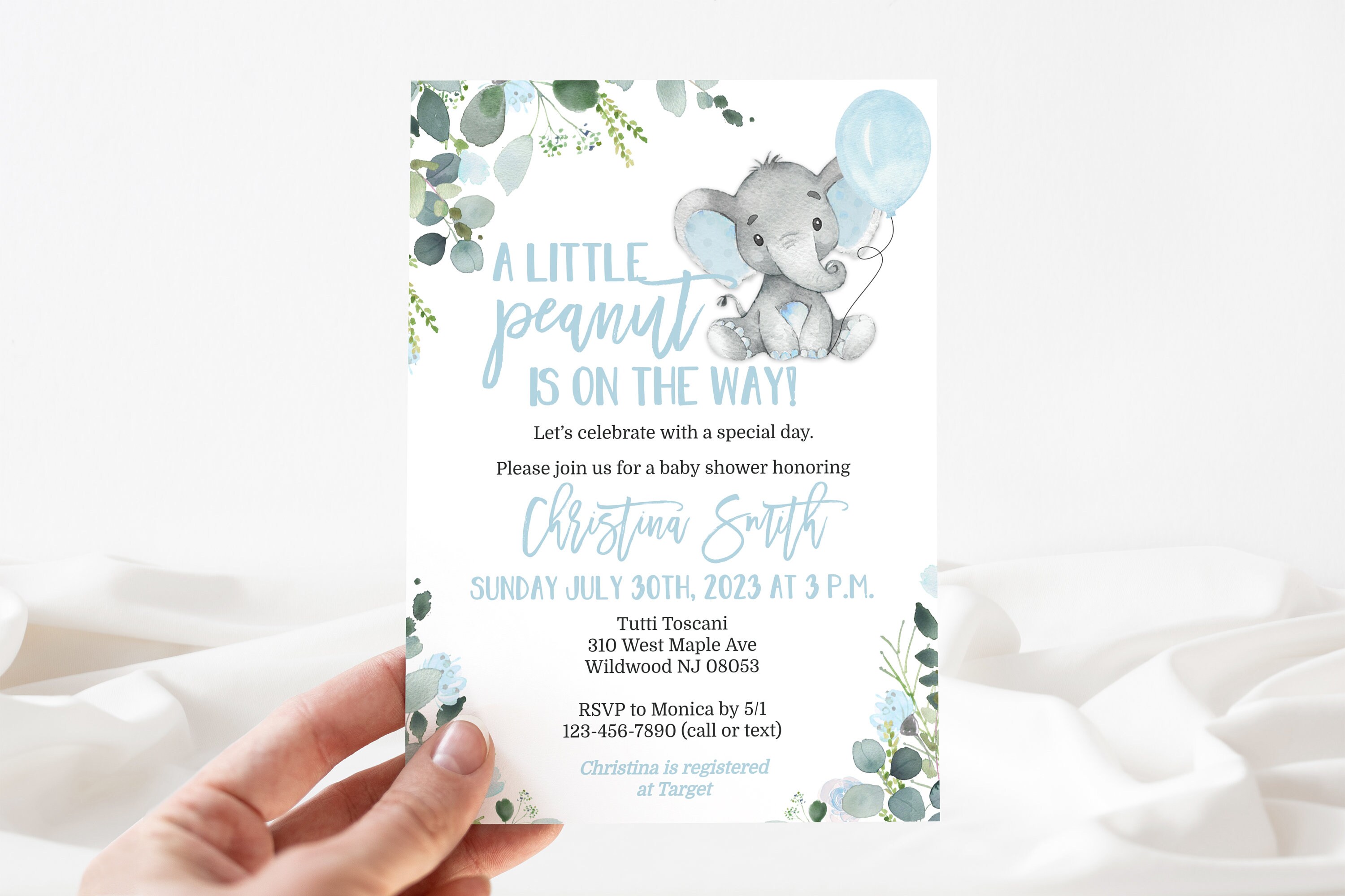 20 Stück Elefanten Babyparty Einladungen Mit Umschlägen – Elefantenförmig, Doppelseitig, Ca. 12x10 Cm