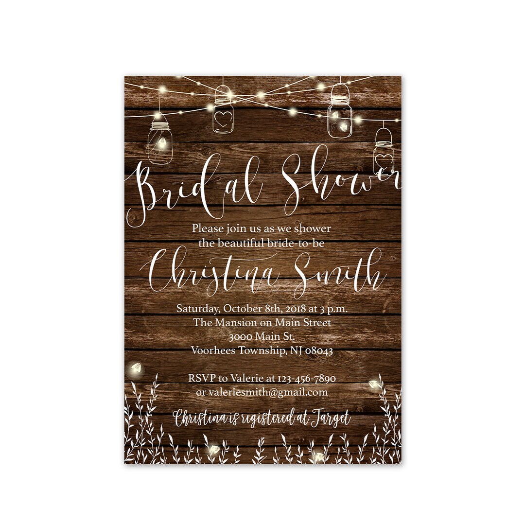 Rustic Bridal Shower Invitations Printed and Shipped to You - Etsy