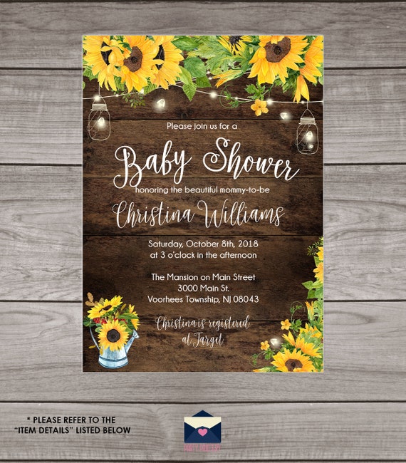Rustic Sunflower Baby Shower Invitation Sunflower Baby Etsy Rustic Sunflower Baby Shower Invitation Sunflower Baby Etsy