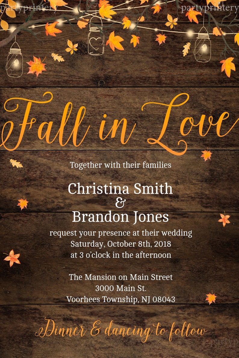 Rustic Fall Wedding Invitations with Fall Leaves Instant Download Template Includes Invitation and Self Mailing RSVP Card image 4