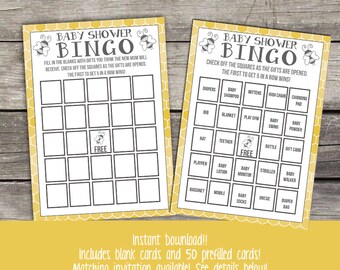 Bee Baby Shower Bingo Game - Bumble Bee Baby Shower Bingo - Mommy to Bee Shower Games -  241