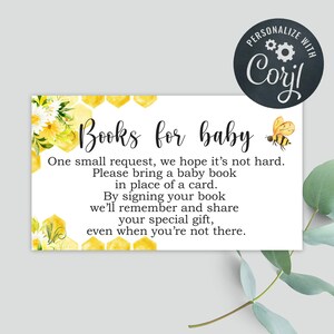Little Honey Bee baby shower boeken voor babykaarten - 3,5x2 kaart - zelf bewerken en direct downloaden! - Breng een boek mee Baby-112