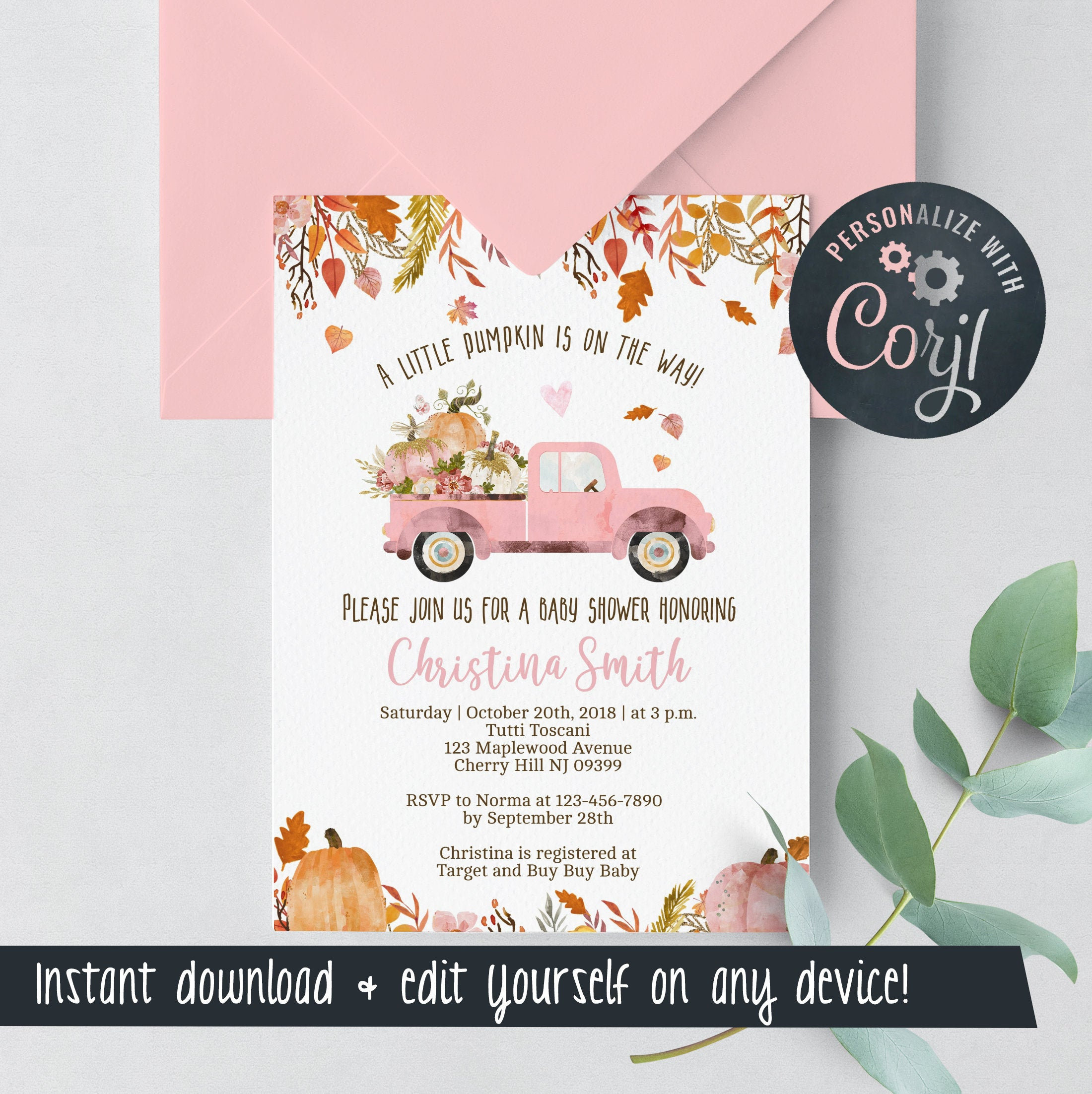 Little Pumpkin Baby Shower Printable Sign Bundle in Blue or Pink » paper &  taigh
