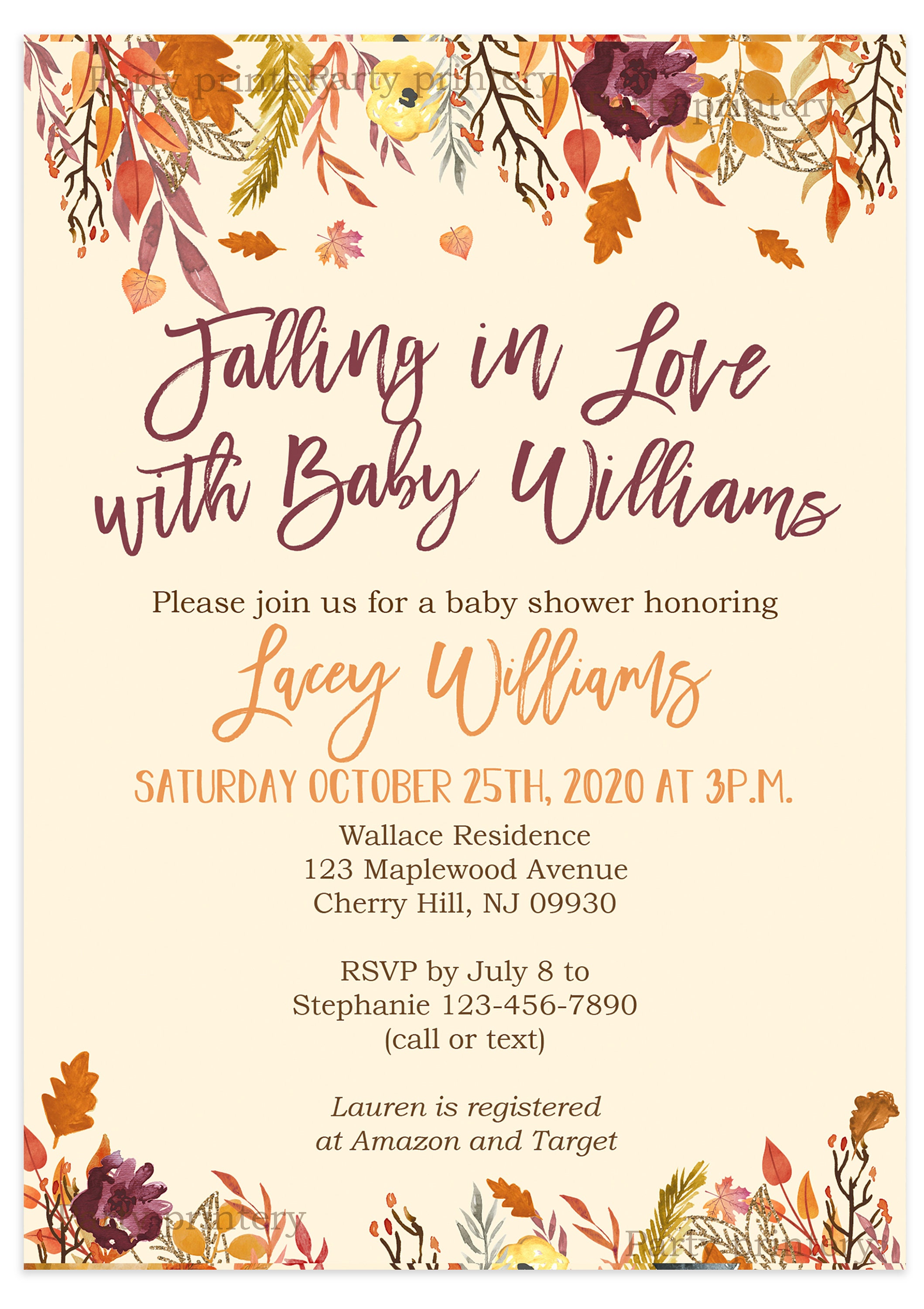 Fall Baby Shower Invitation Printed Invitations or Digital | Etsy