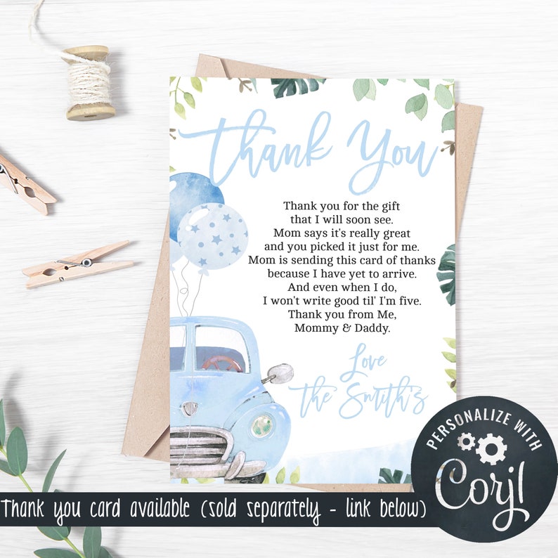 Drive by Baby Shower Invitations for Boys Edit Yourself & Etsy