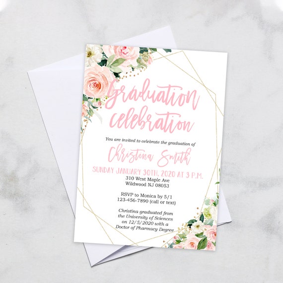 Gold Graduation Custom Invite Colorful Lights Graduation Party