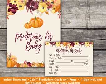 Fall Floral Predictions for Baby - Baby Shower Activity - Pumpkin Baby Shower Game Baby-108