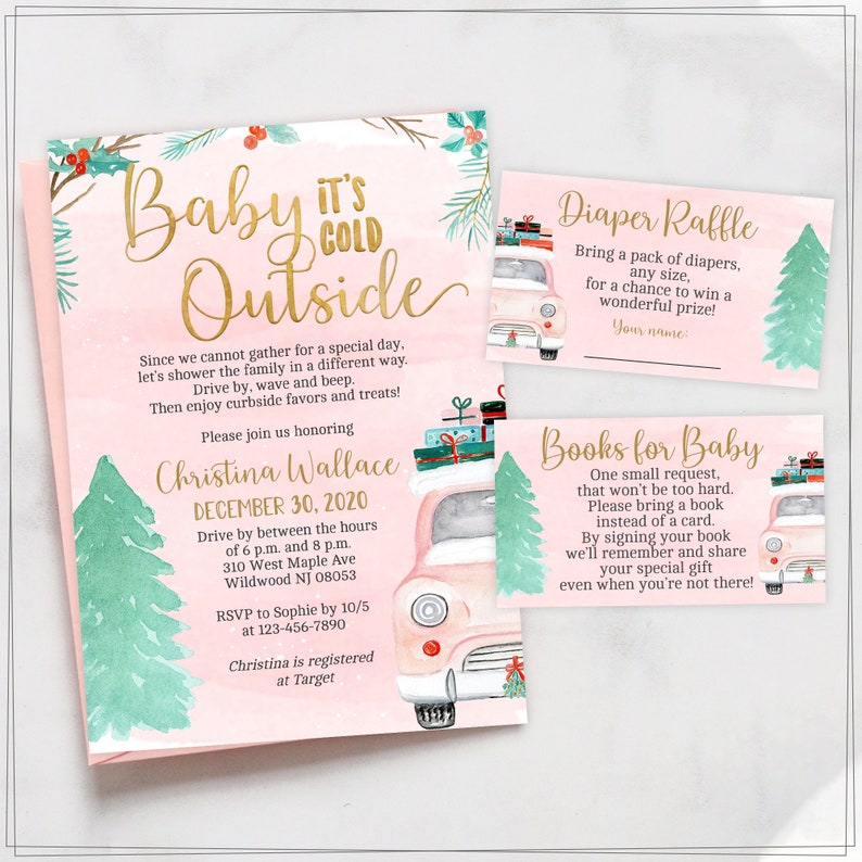 Winter Drive by Baby Shower Invitations for Girls Baby Its Etsy