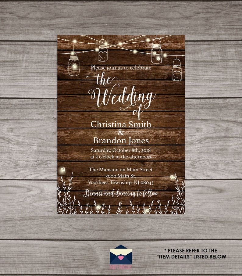 Rustic Wedding Invitations and RSVP Cards Printed and Shipped Etsy